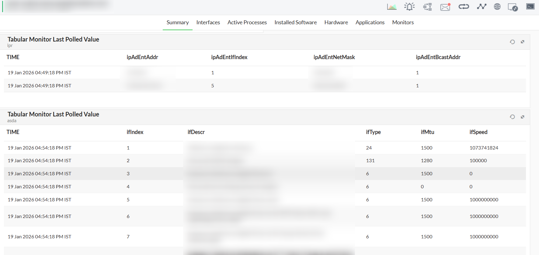 Tabular OID Monitoring ManageEngine OpManager: Tabular OID Monitoring