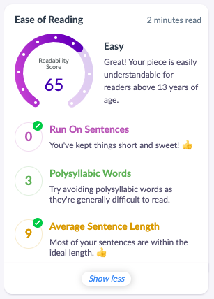 Ease of reading score
