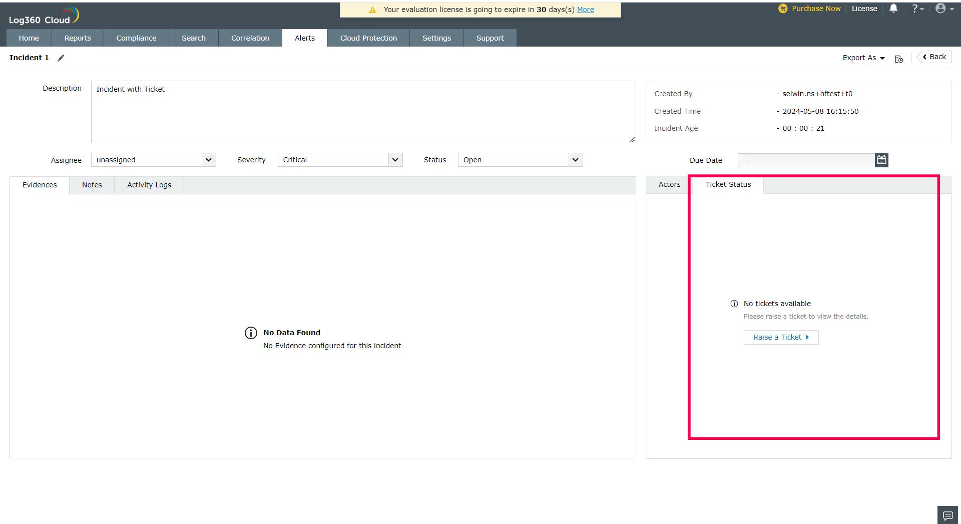 Incident Management in Log360 Cloud