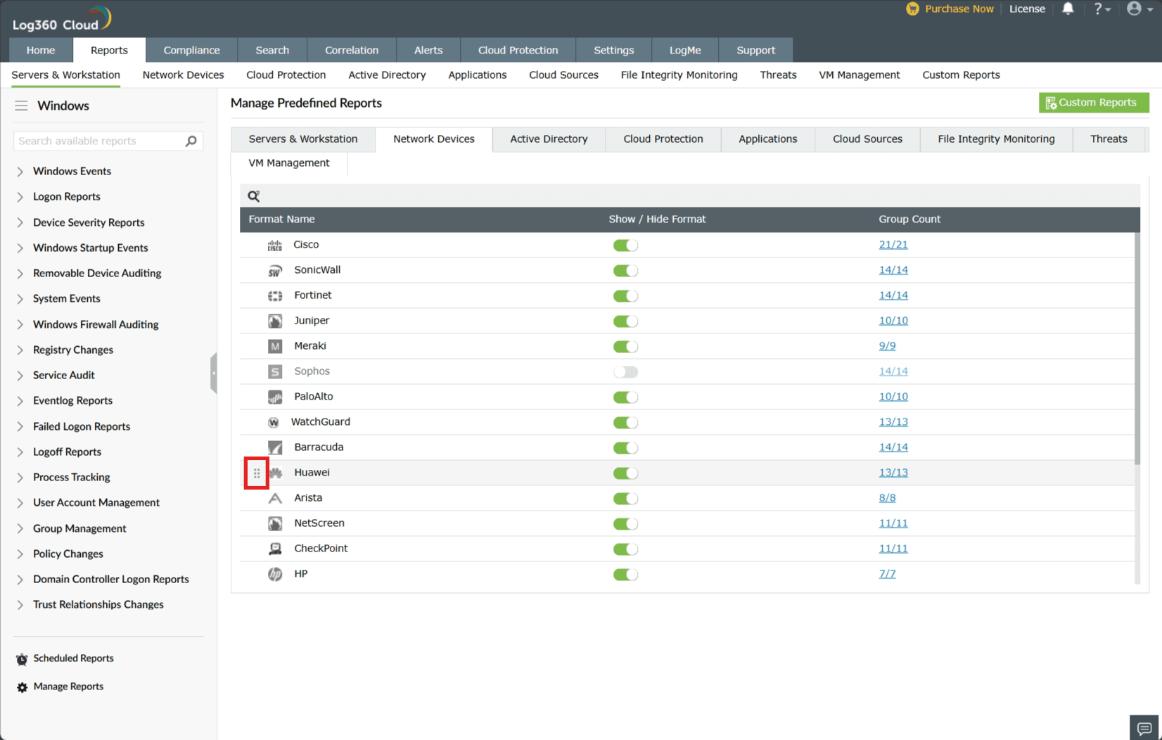 log sources in the required order