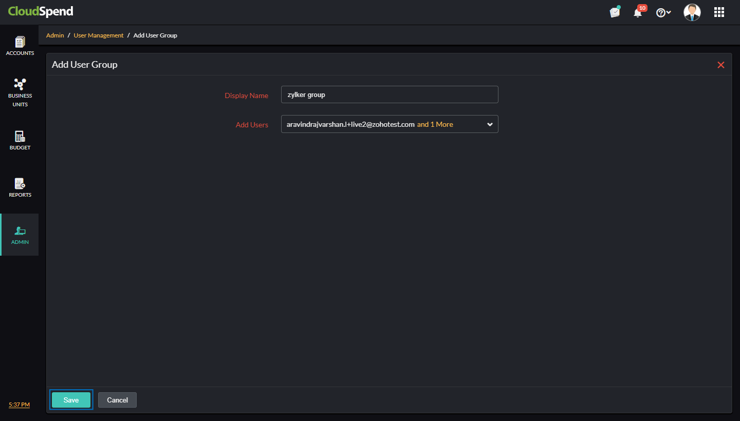 add-user-group-page Add User Group Details