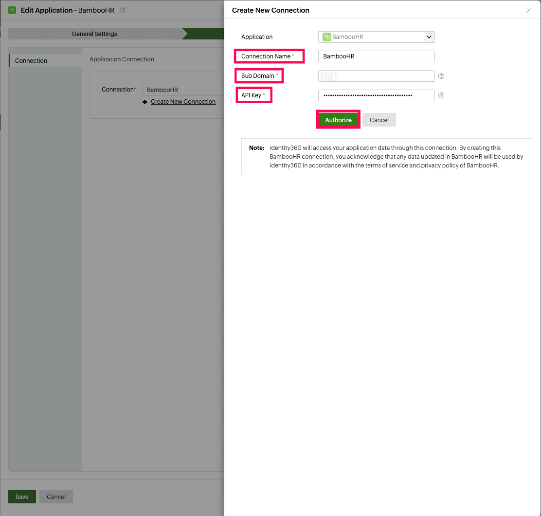 New connection configuration for BambooHR