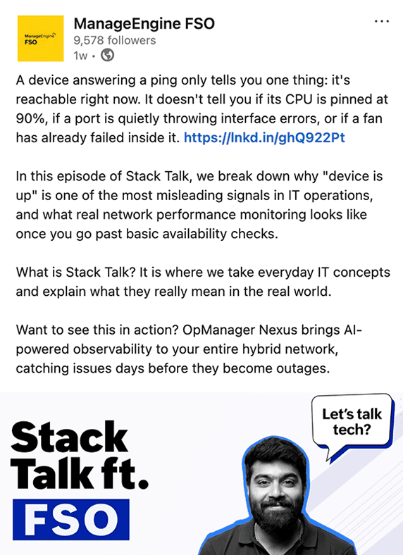 ManageEngine ITOM - LinkedIn