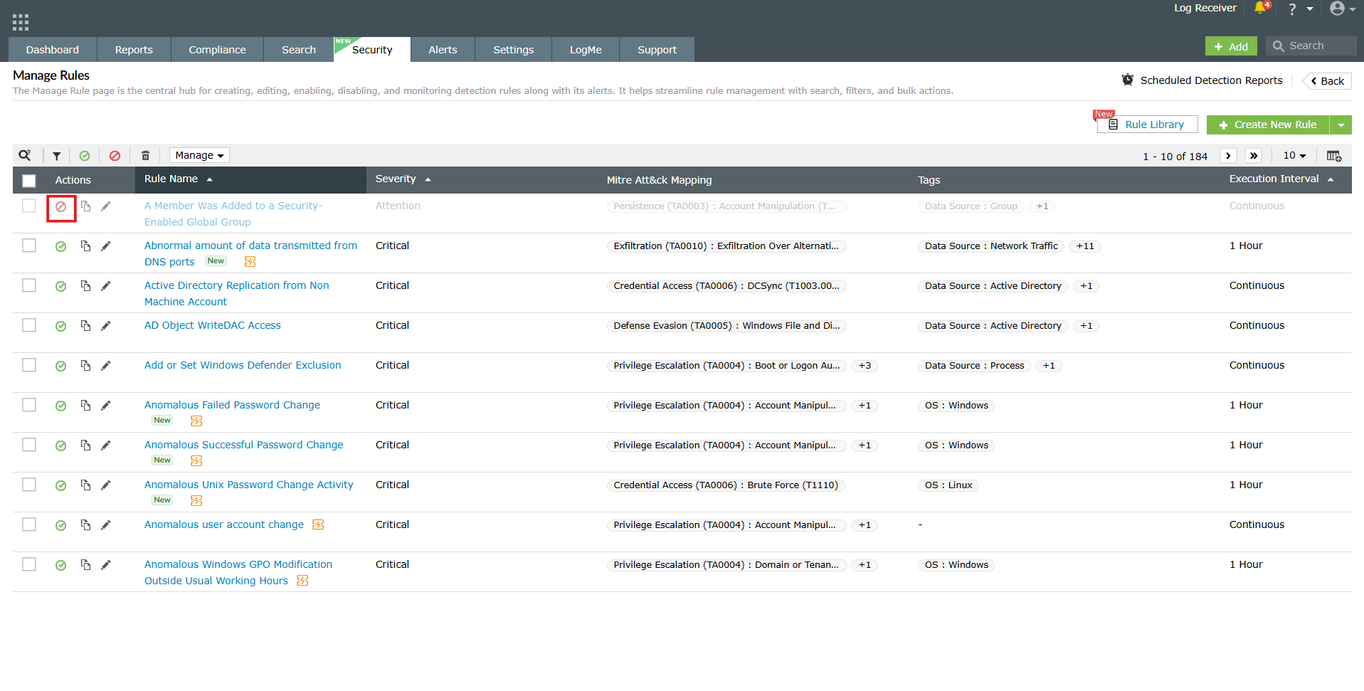 Accessing and applying object filtering in Log360