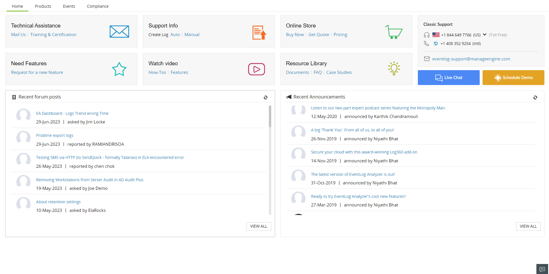 Contacting EventLog Analyzer Support