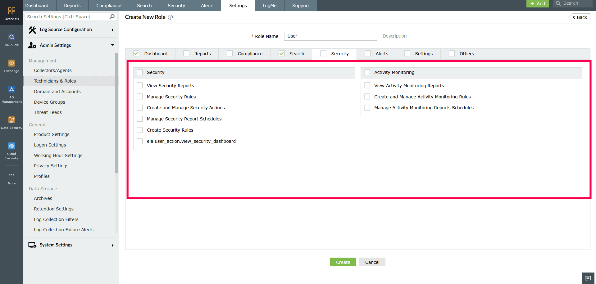 Creating and managing roles