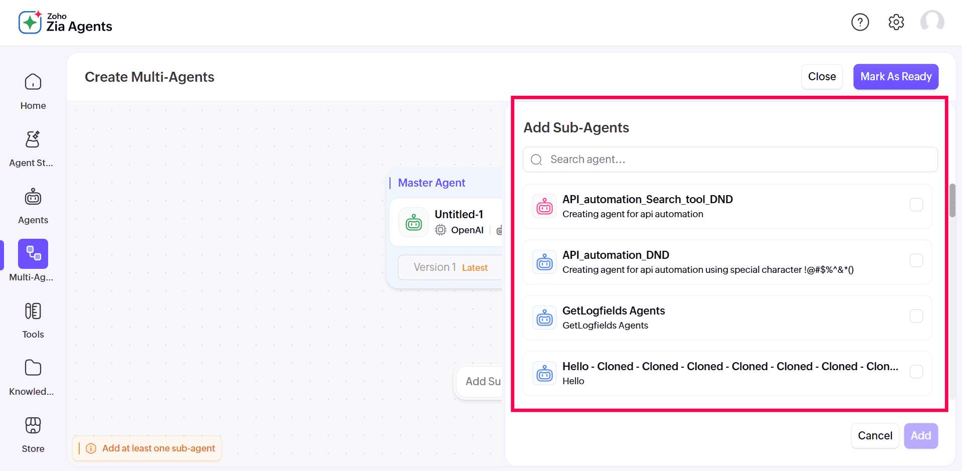Creating custom agents in Agent Studio in ManageEngine Log360 Cloud