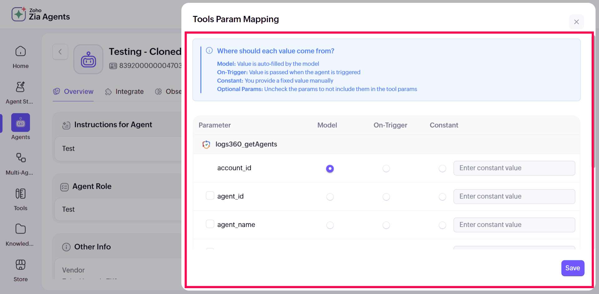 Creating custom agents in Agent Studio in ManageEngine Log360 Cloud