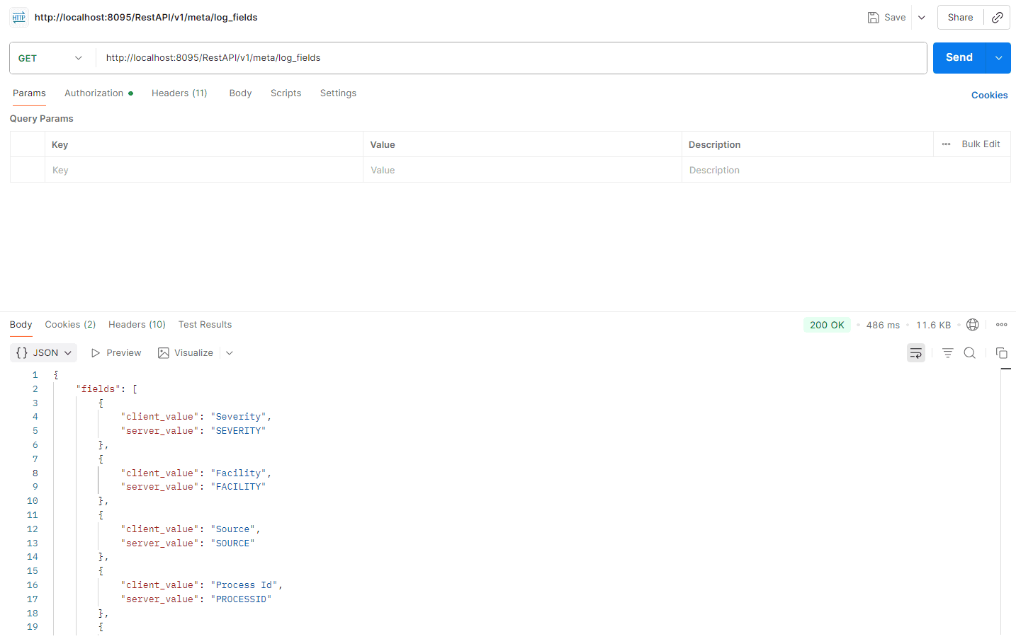 Get log sources API