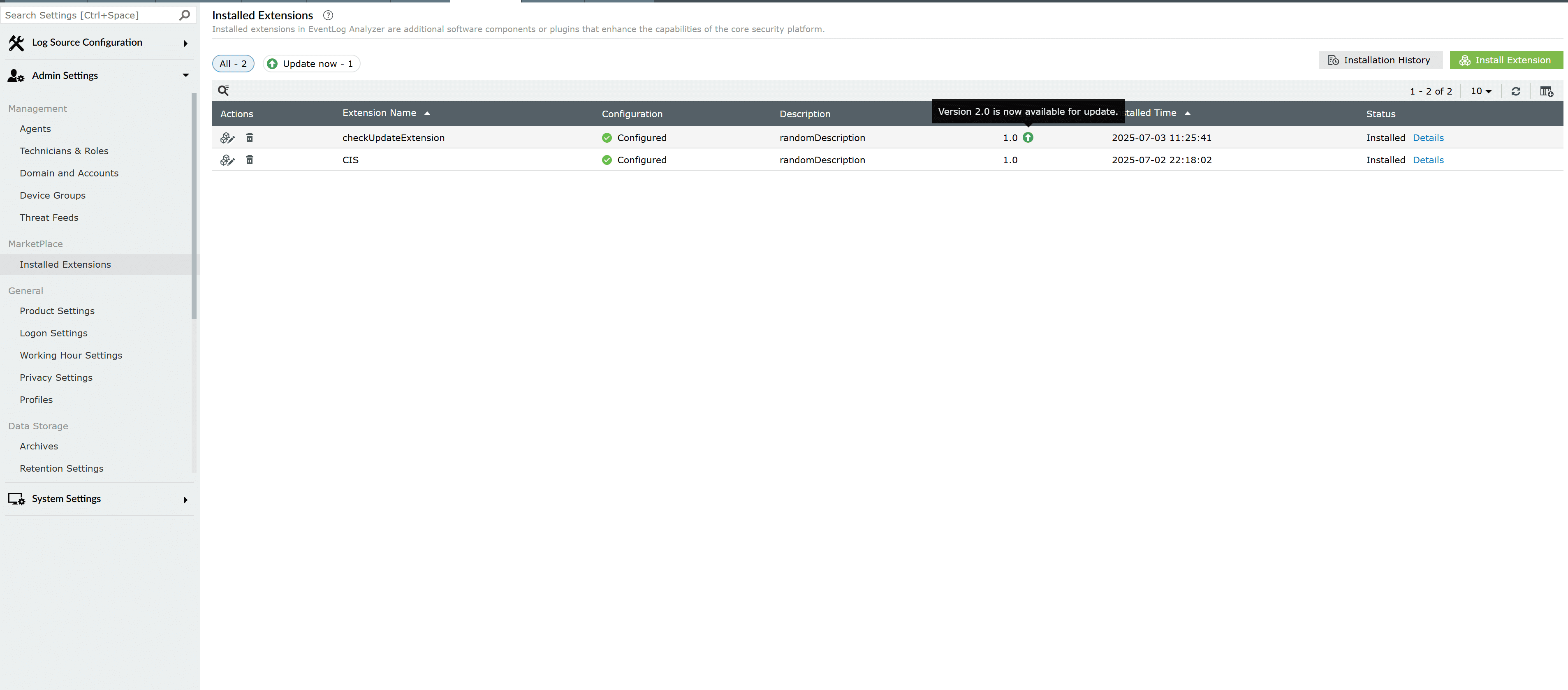 Update Extensions