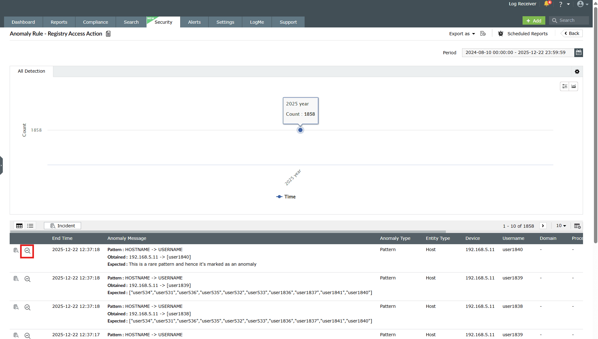Rule scheduled reports in the manage rules module