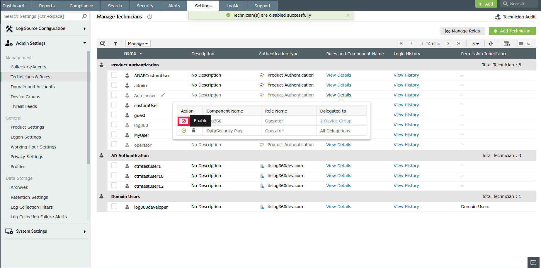 Managing technicians