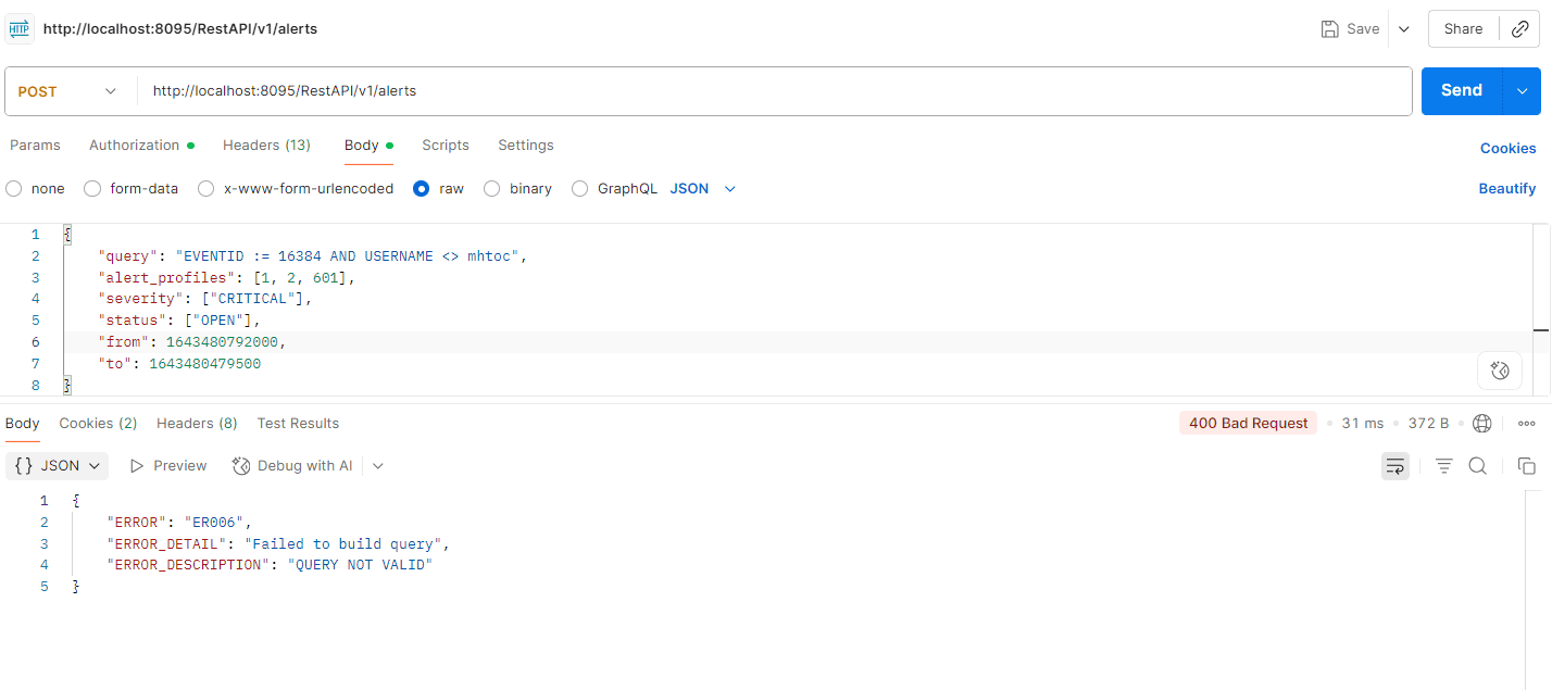 Synchronous Alert API