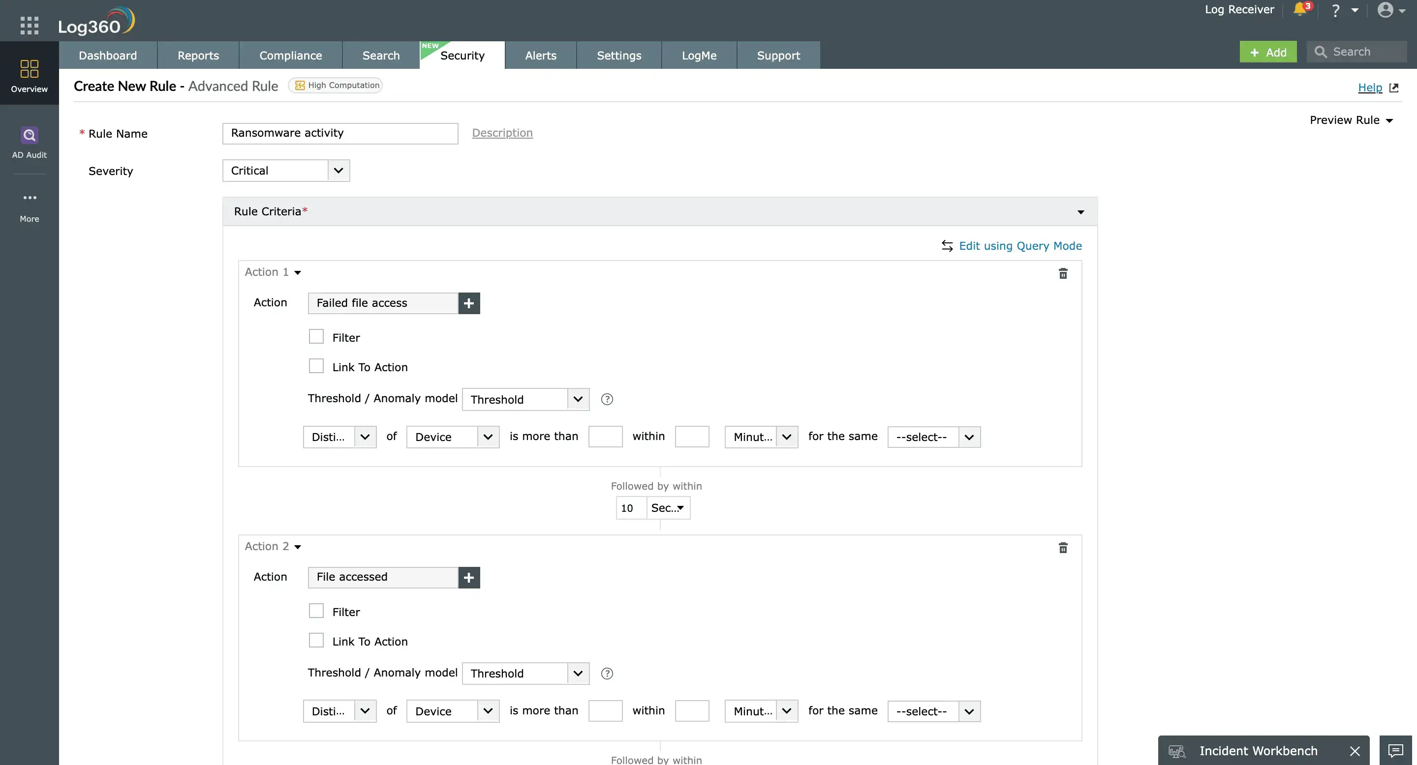 Ransomware detection using file integrity monitoring in Log360
