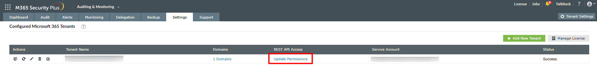 How to remove a configured service account in M365 Security Plus