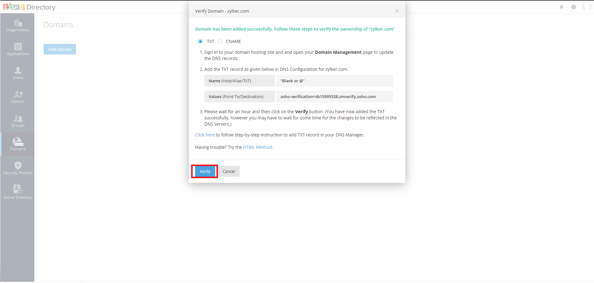 Microsoft Active Directory Integration Step 5