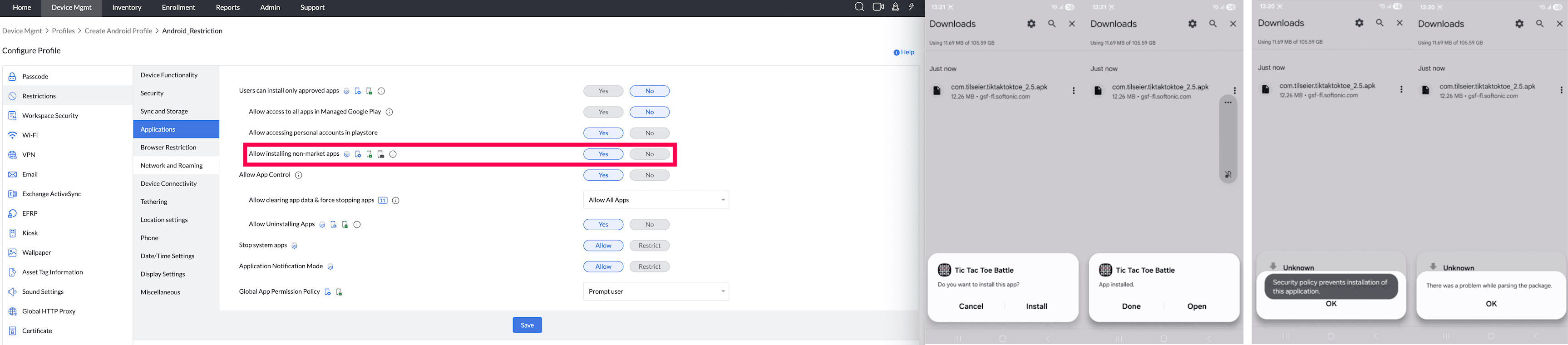 Allow installing non-market apps