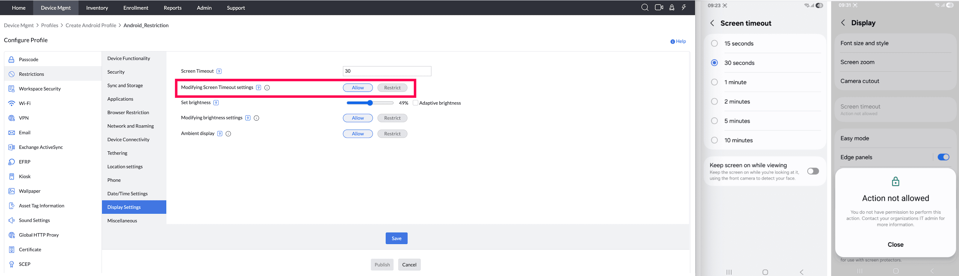 Modify Screen Timeout Settings
