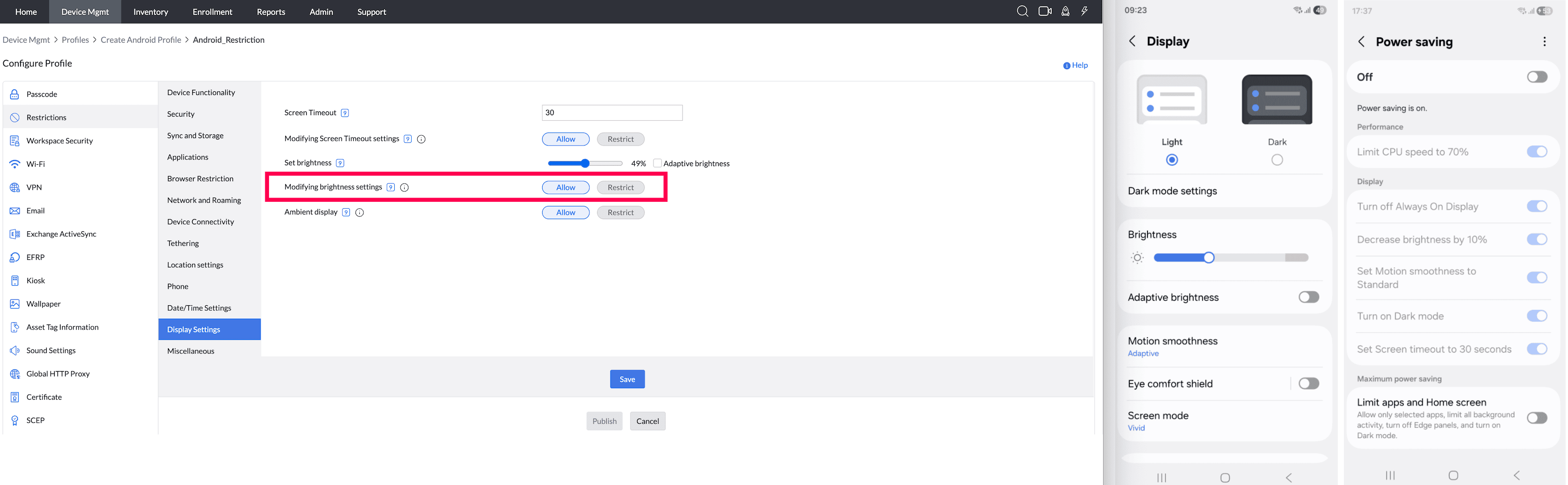 Modify Brightness Settings