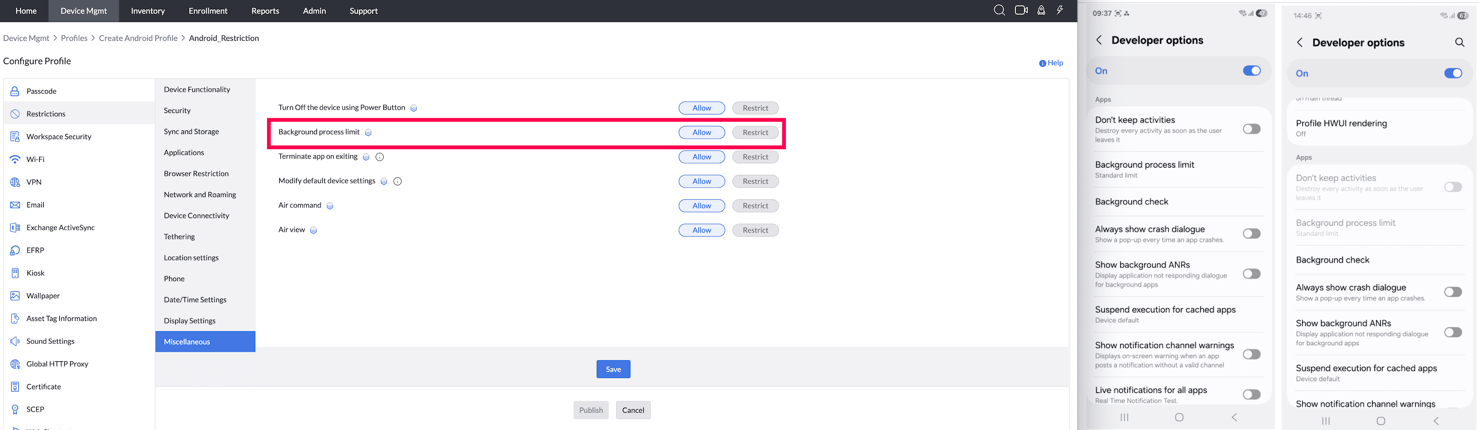 Background process limit