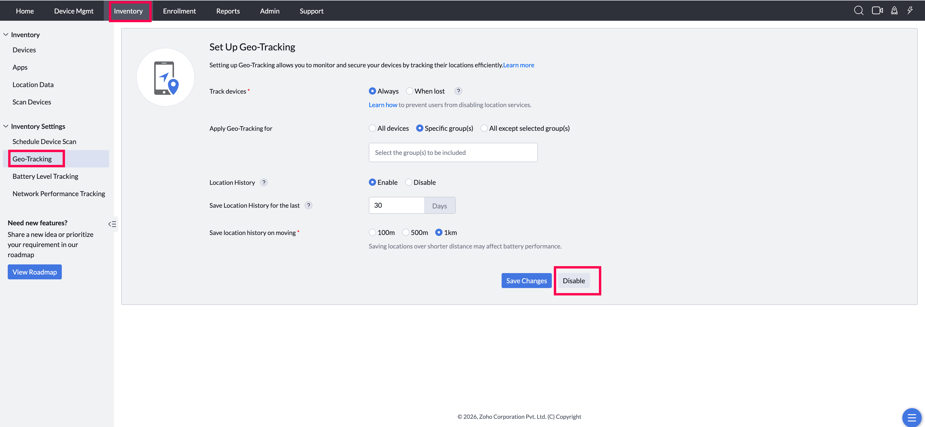 disable geo tracking