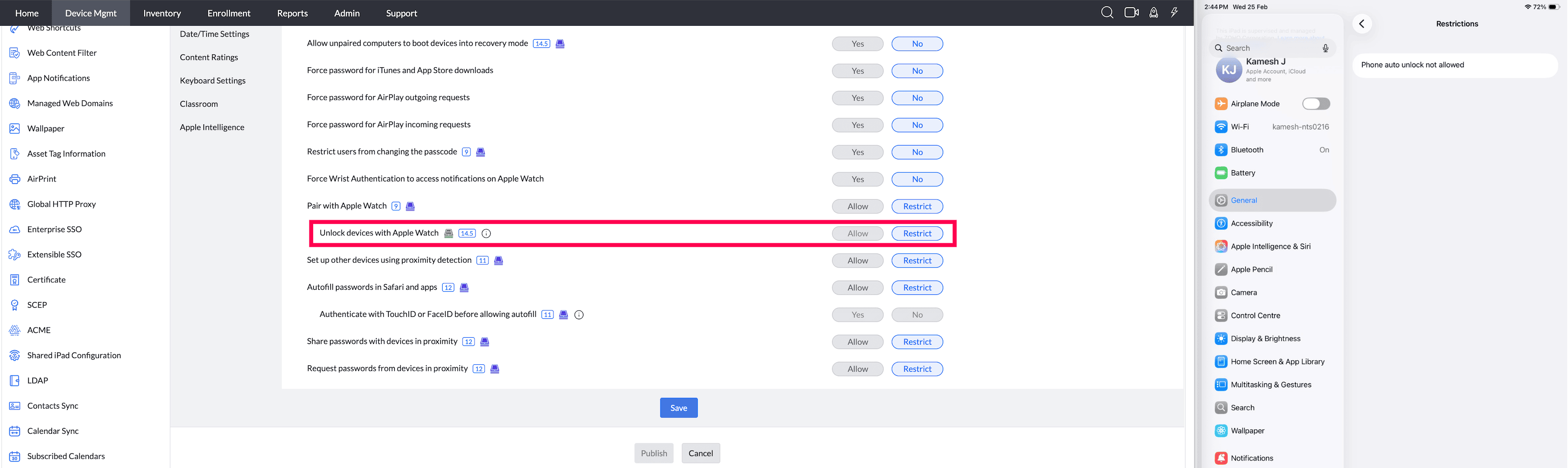 Unlock with Apple Watch 