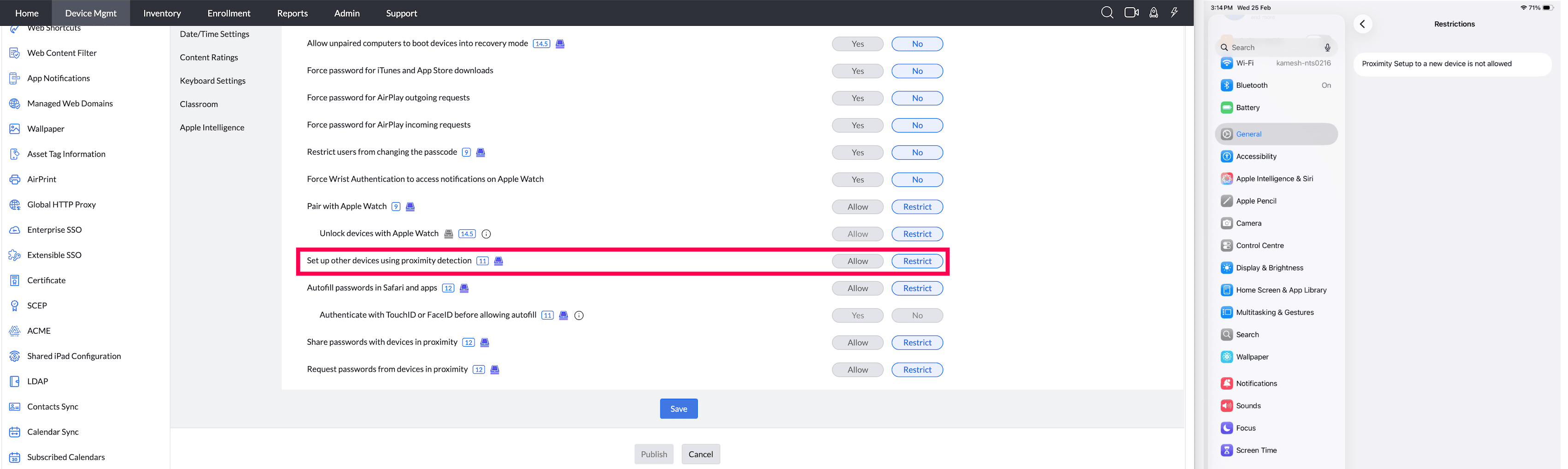 Set up other devices using proximity detection