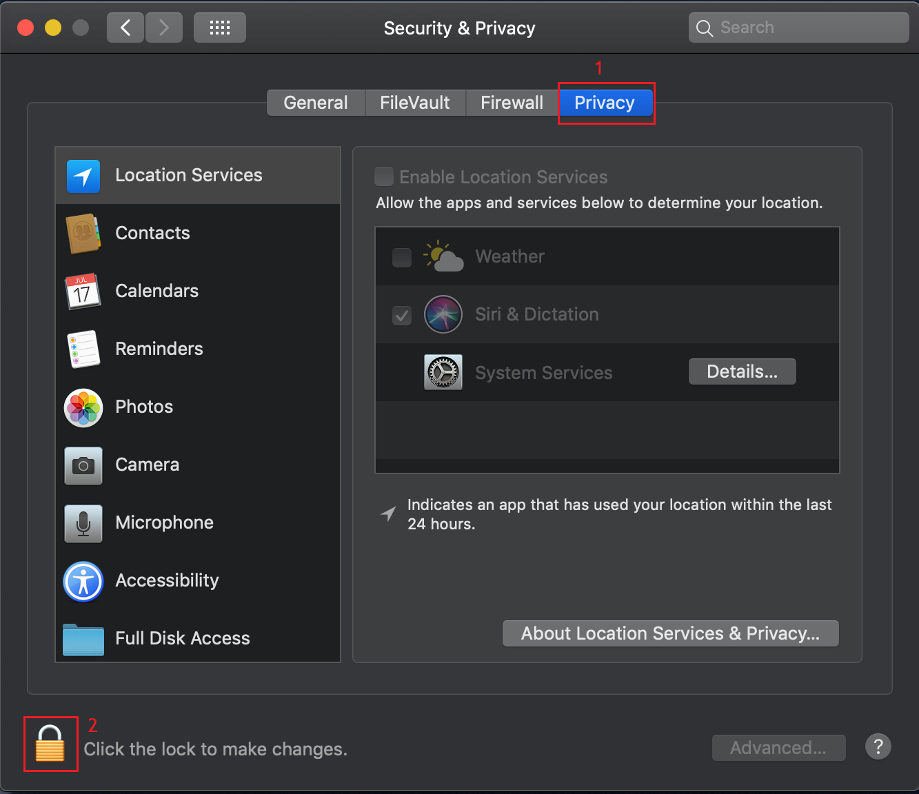 Modifying Location Services settings for Mac Geotracking