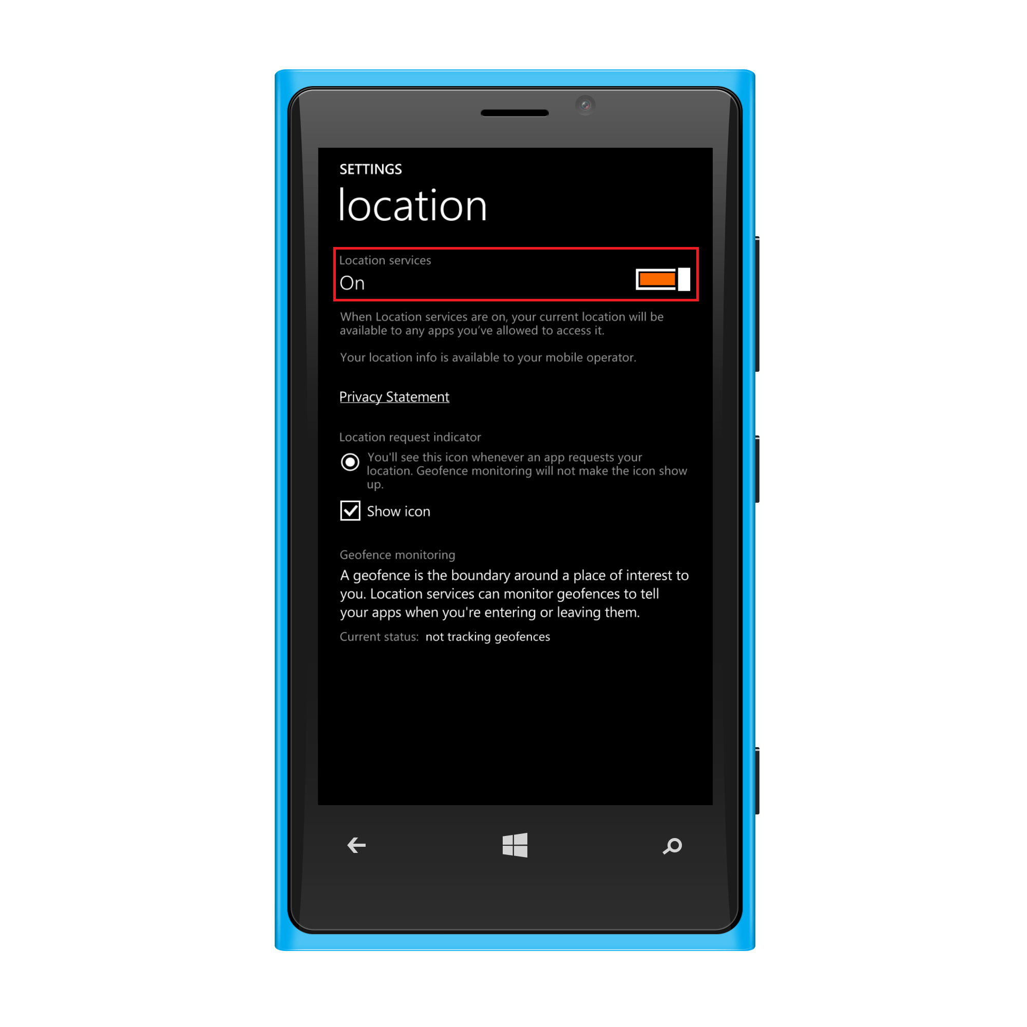 Turn on Location Services for Geotracking Windows phone