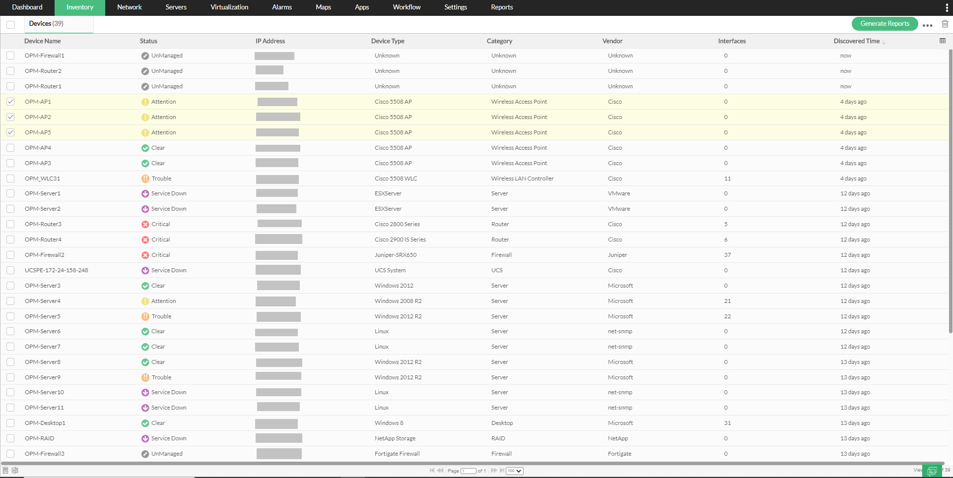 addwidget01 Widgets in OpManager: Generate reports