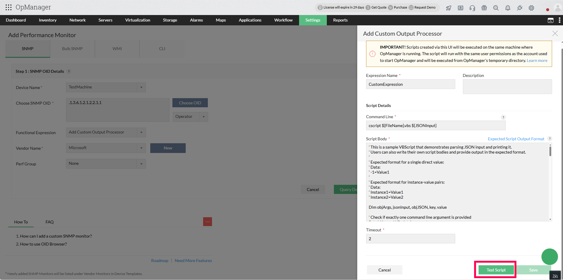 Custom Output Processor ManageEngine OpManager: Custom Output Processor