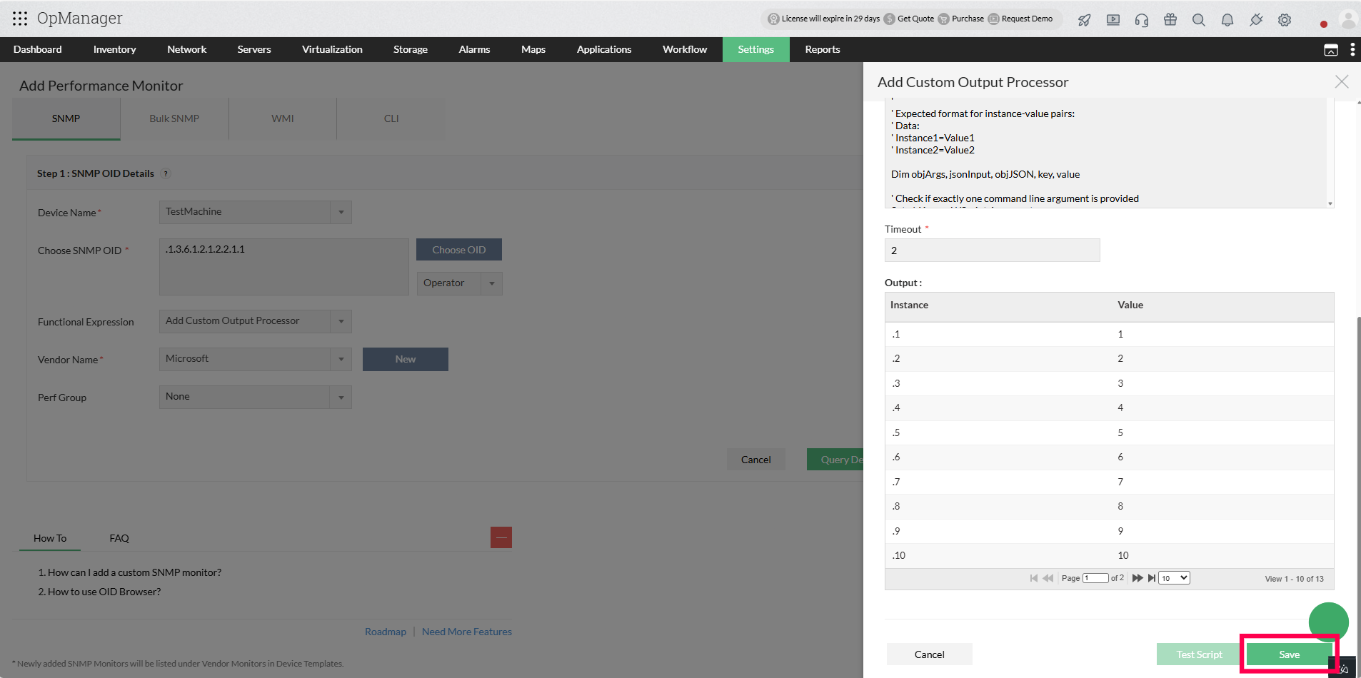 Custom Output Processor ManageEngine OpManager: Custom Output Processor