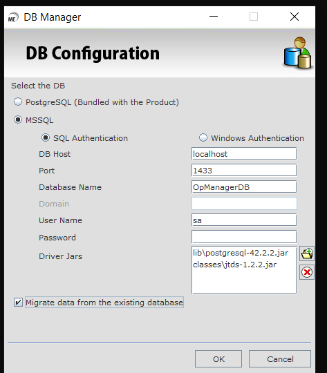 Migrating OpManager Database: DB MIGRATION