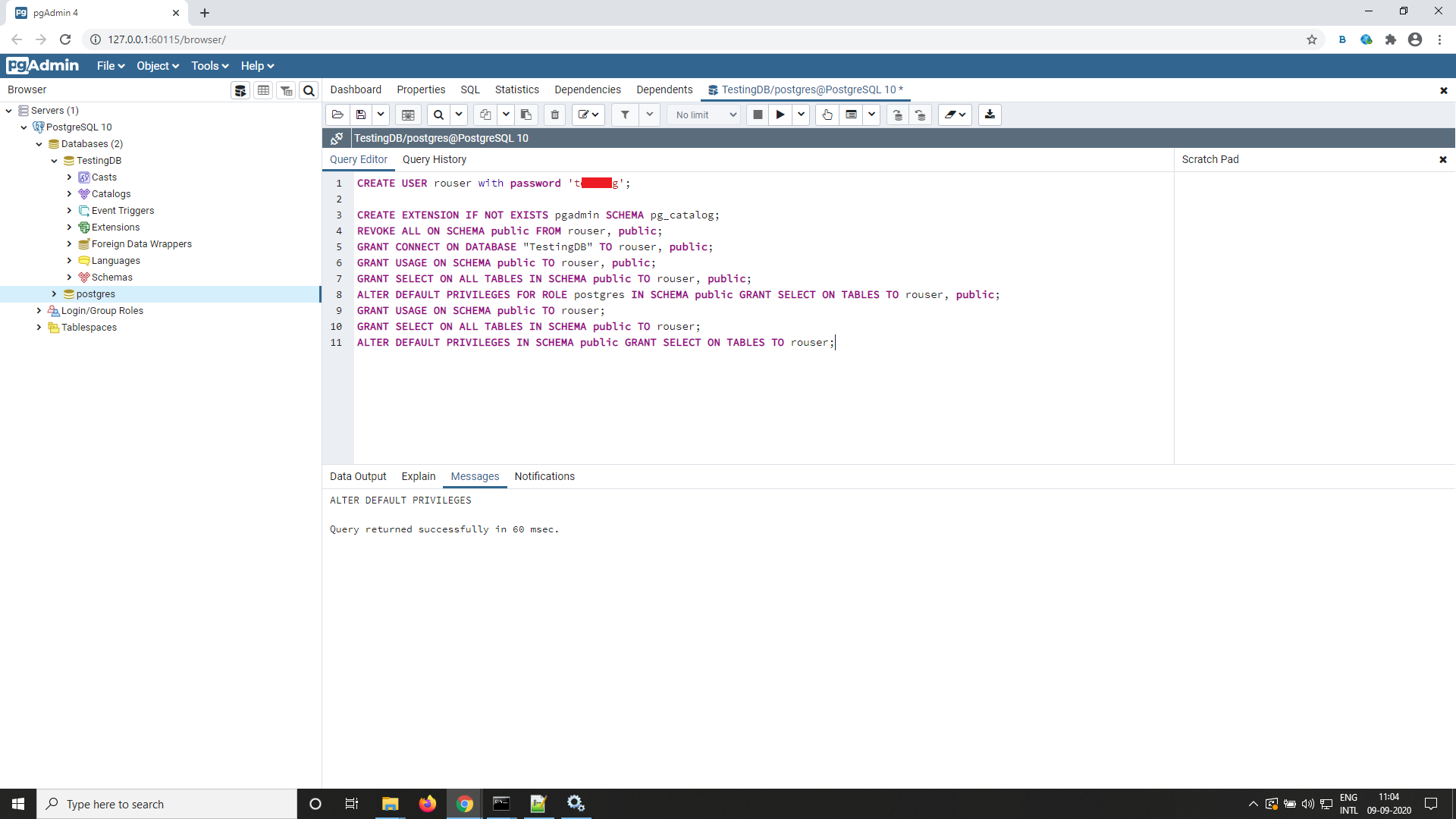 Migrating OpManager Database: Connect to pgAdmin to execute queries