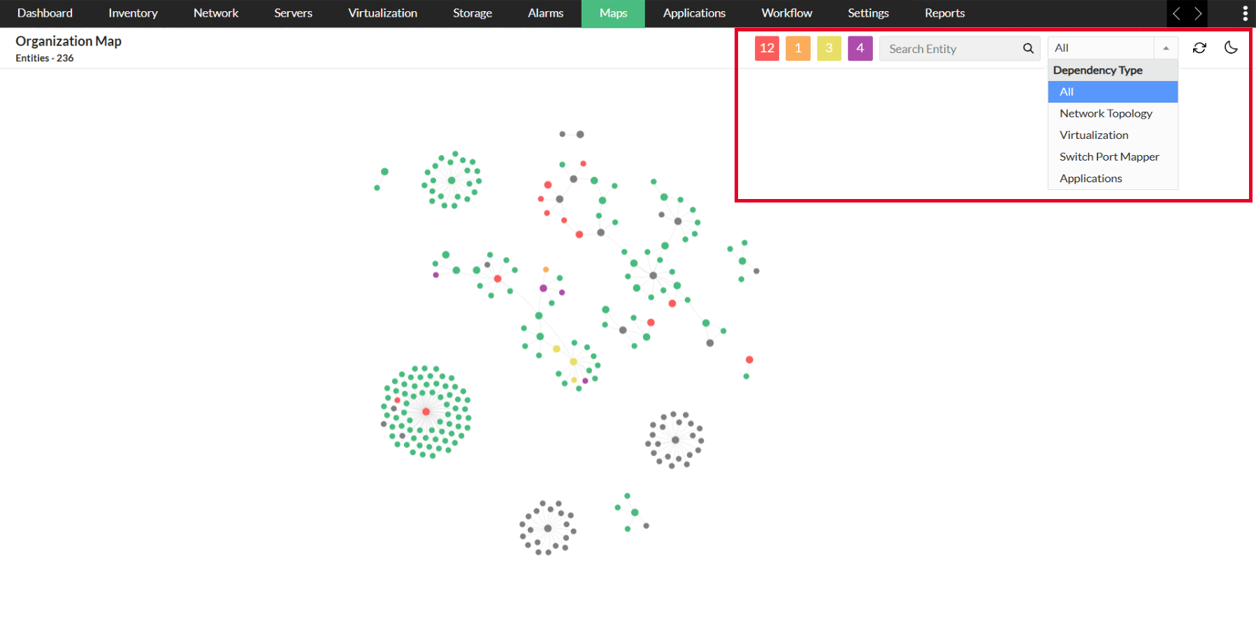 components, organization map - Manageengine OpManager