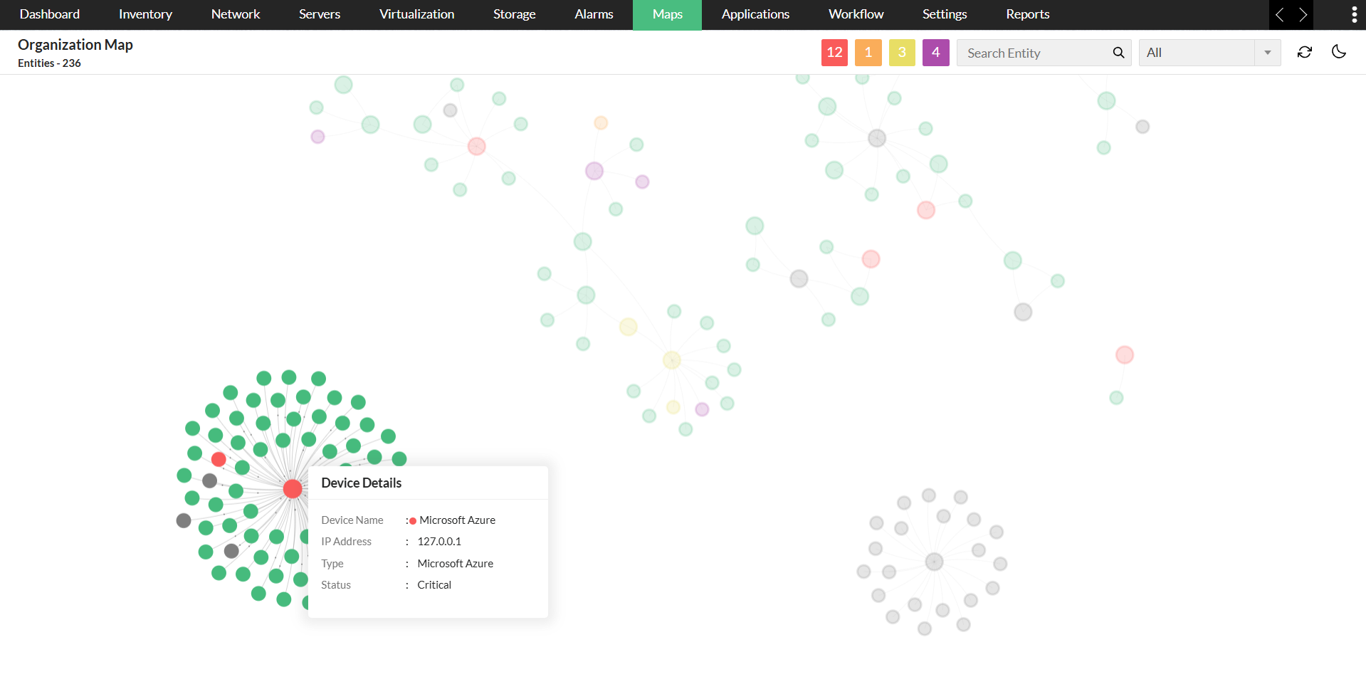 tooltip, organization map-ManageEngine OpManager