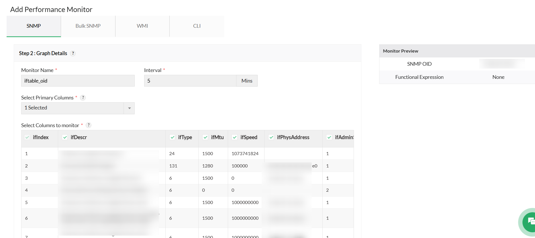 Tabular OID Monitoring ManageEngine OpManager: Tabular OID Monitoring