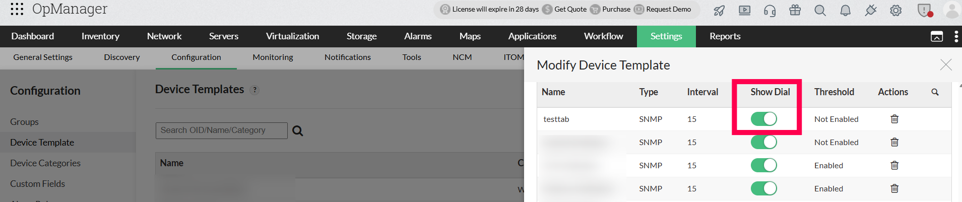 Tabular OID Monitoring ManageEngine OpManager: Tabular OID Monitoring