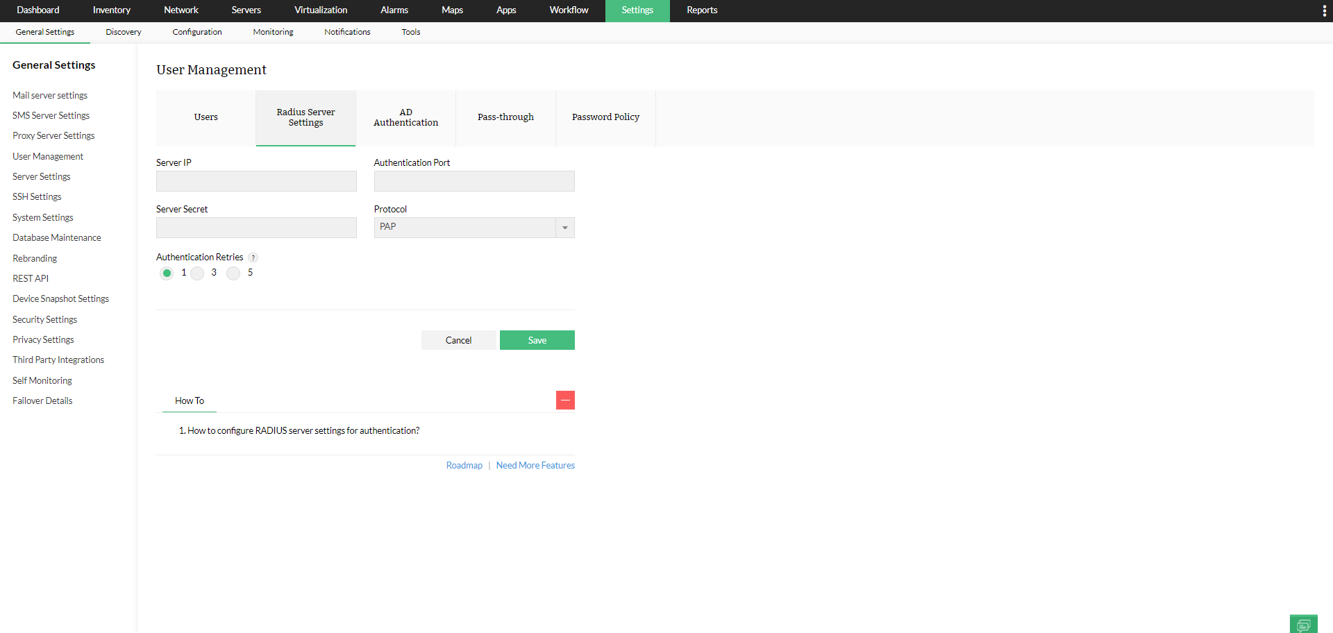 How to Configure Radius Server Settings?