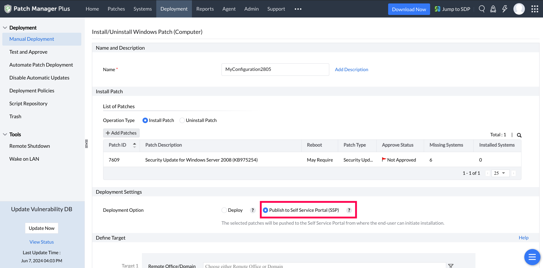 Deployment Settings patch deployment settings