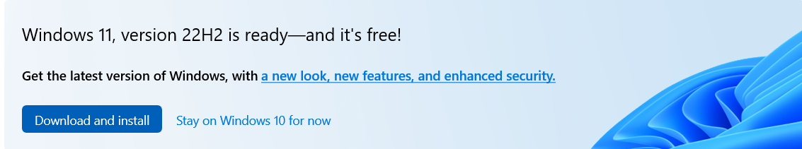 Windows 11 available message
