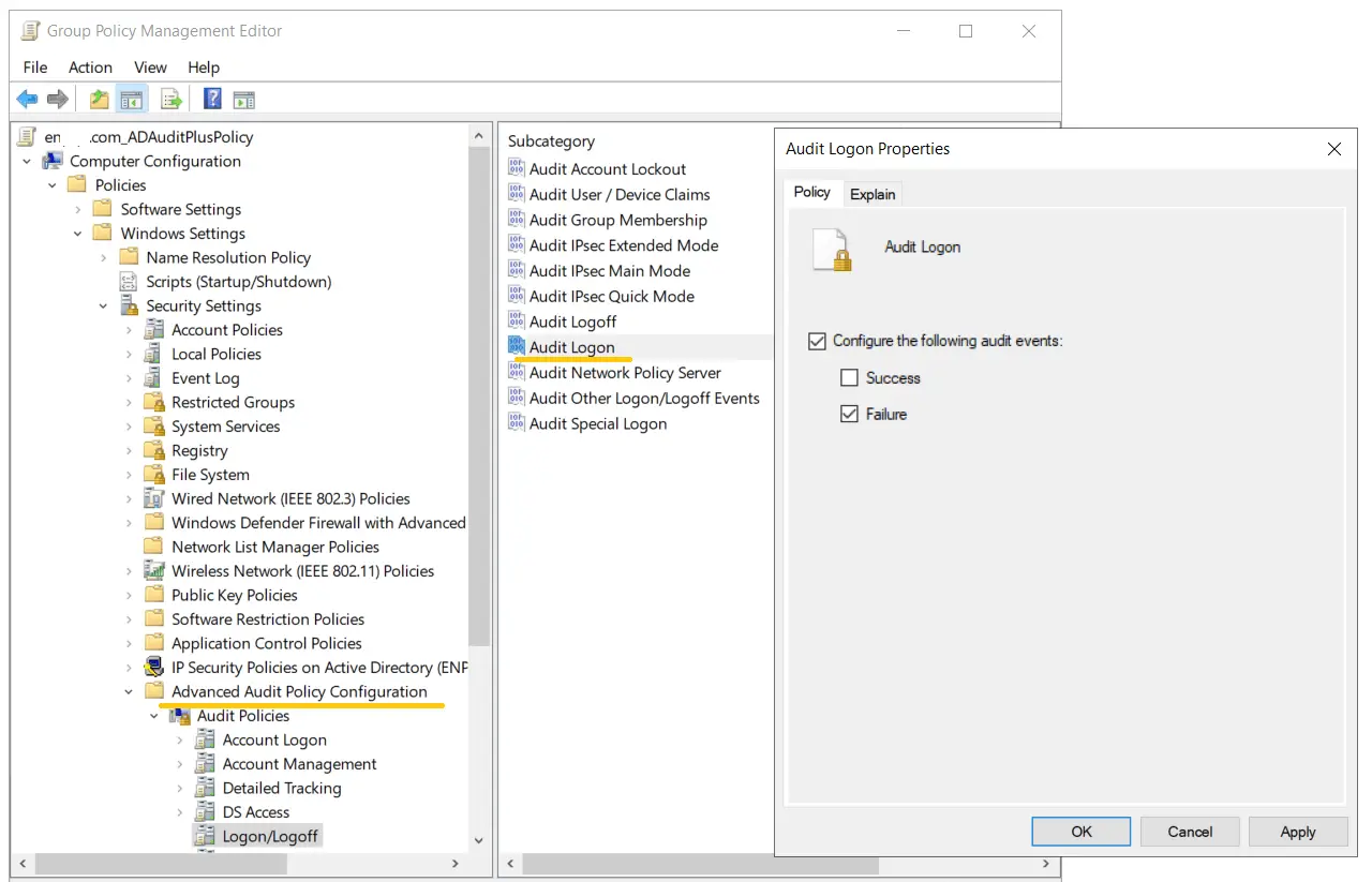 Audit logon advanced audit policy