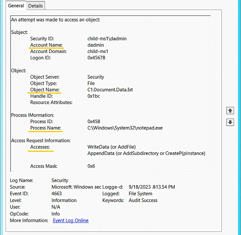 Windows Event ID 4663