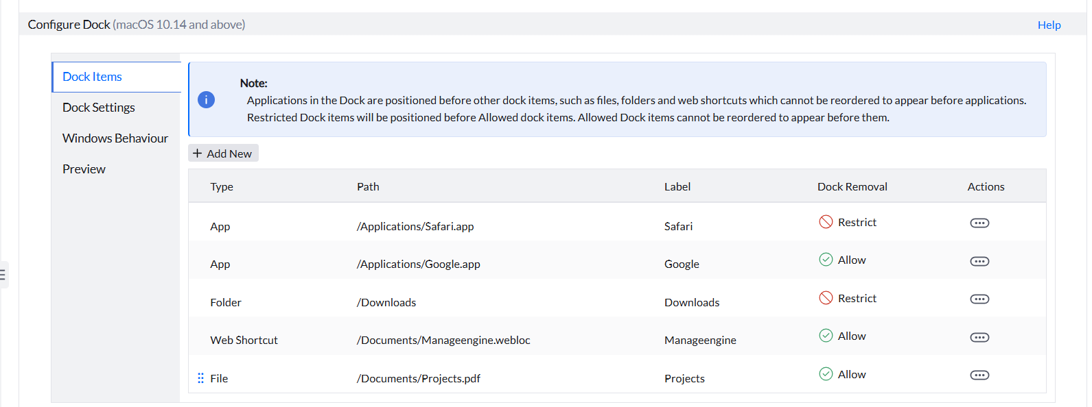 Dock Items Reorder Preview