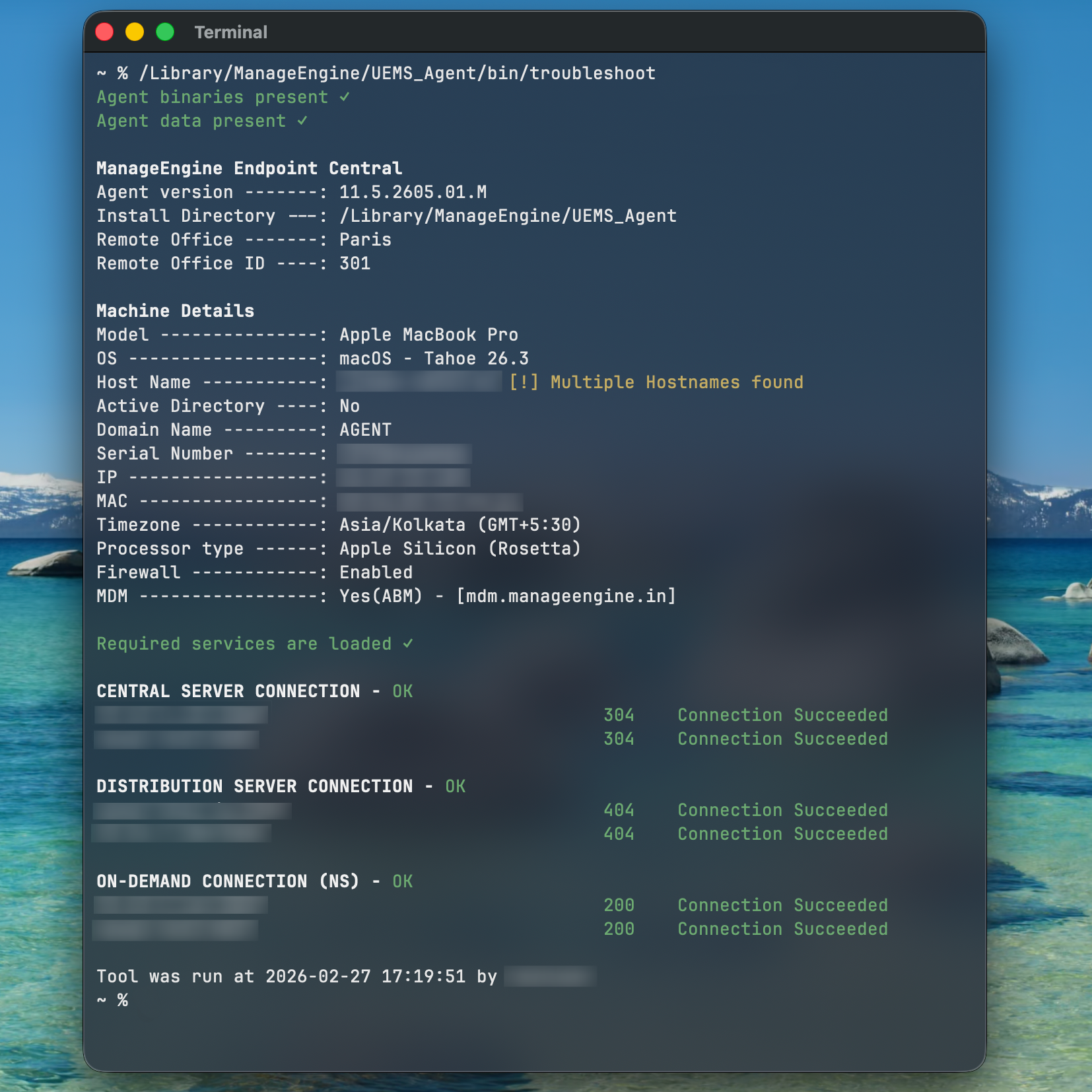 mac agent in agent tray icon