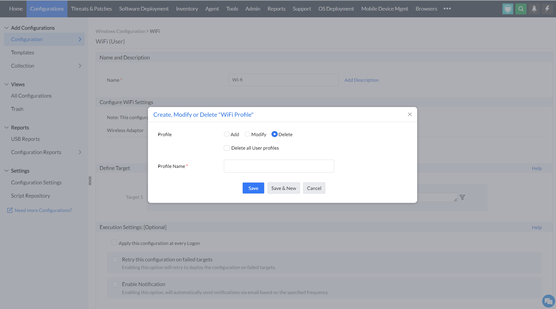 deleting wifi in endpoint central