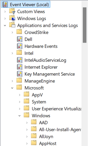 Fig. 2. Viewing and accessing Windows Defender logs using Windows Event Viewer