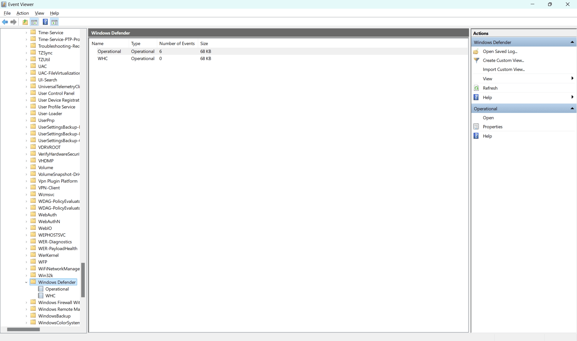 Fig. 3. Viewing and accessing Windows Defender logs using Windows Event Viewer