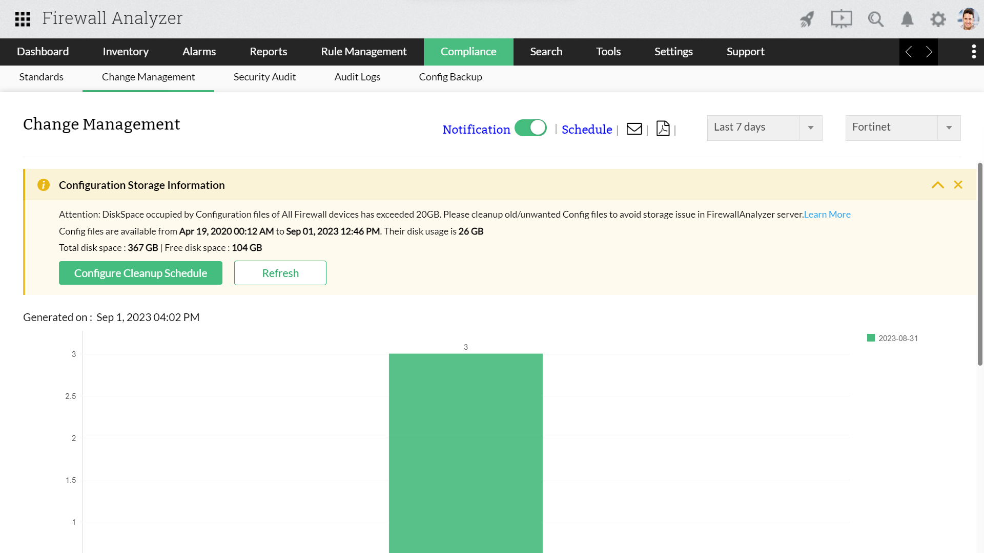 Firewall configuration cleanup in Firewall Analyzer: Change management