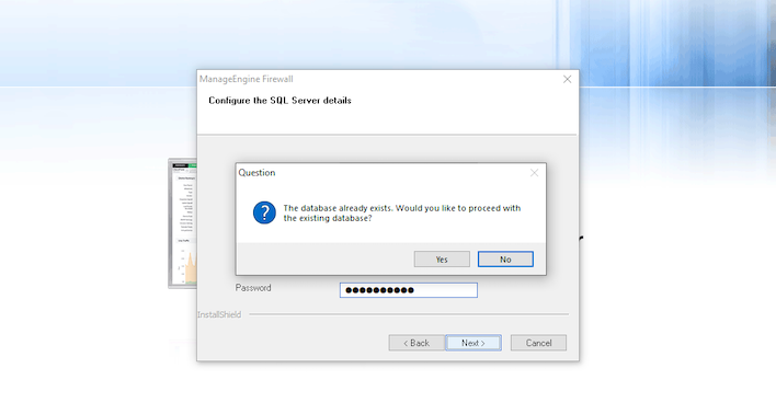 Move Firewall Analyzer Server installation to another server: Configuration in installation panel